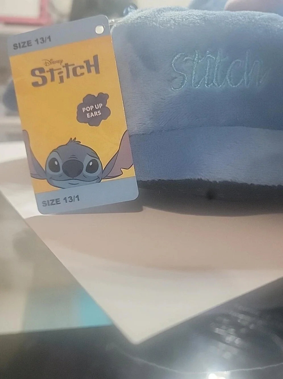 TitleDisney Stitch Plush Slippers Pop Up Ears Blue Kids Size 13/1 NWT
